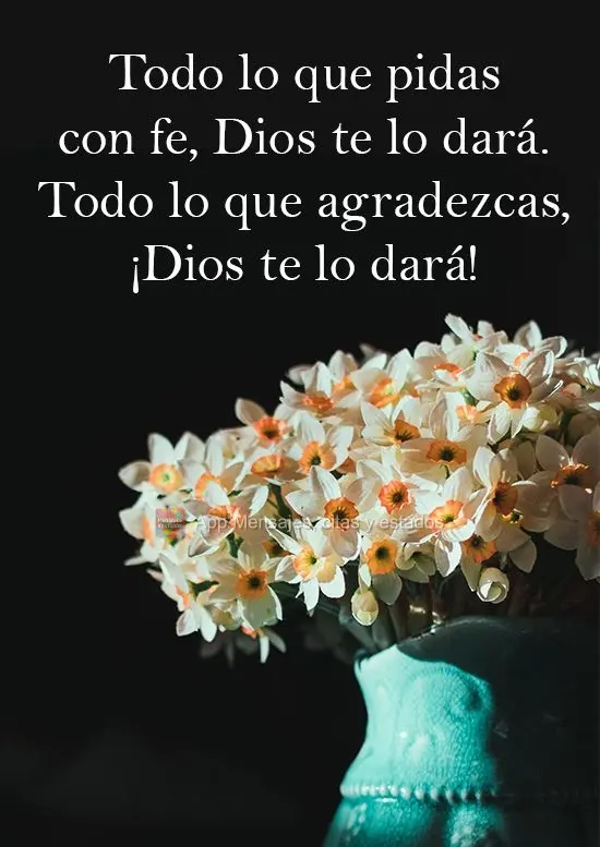Todo lo que pidas con fe, Dios te lo dará. Todo lo que agradezcas, ¡Dios te lo dará!