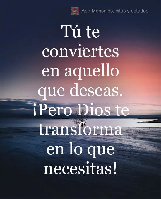 Tú te conviertes en aquello que deseas. ¡Pero Dios te transforma en lo que necesitas!