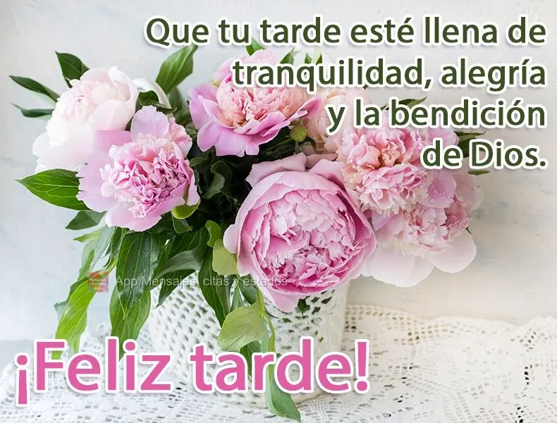 Que tu tarde esté llena de tranquilidad, alegría y la bendición de Dios. ¡Feliz tarde!