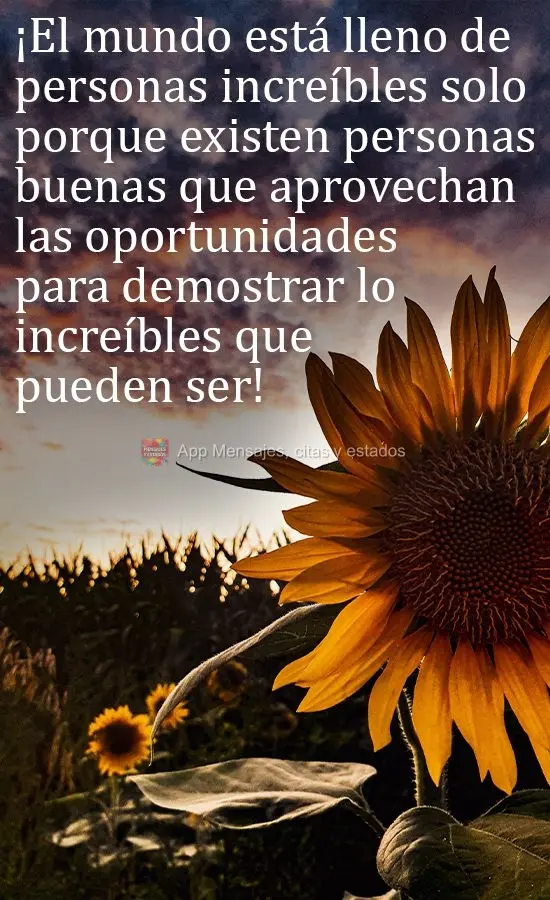 ¡El mundo está lleno de personas increíbles solo porque existen personas buenas que aprovechan las oportunidades para demostrar lo increíbles que pue...