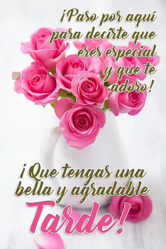 ¡Paso por aquí para decirte que eres especial y que te adoro! ¡Que tengas una bella y agradable tarde!