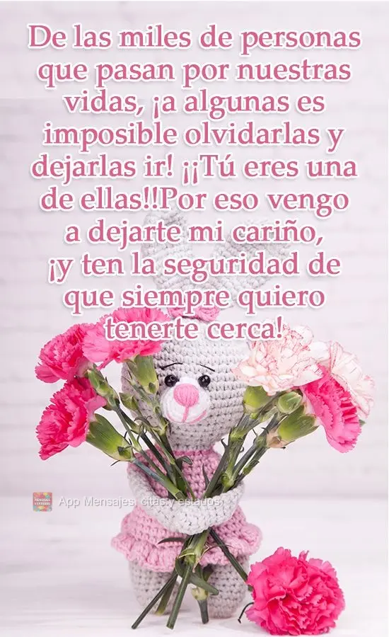 De las miles de personas que pasan por nuestras vidas, ¡a algunas es imposible olvidarlas y dejarlas ir! ¡¡Tú eres una de ellas!!
Por eso vengo a de...