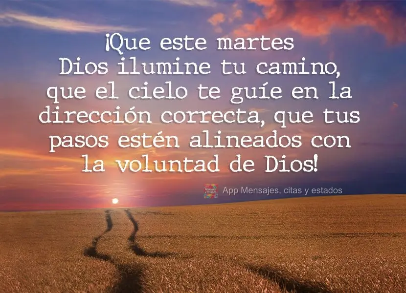 ¡Que este martes Dios ilumine tu camino, que el cielo te guíe en la dirección correcta, que tus pasos estén alineados con la voluntad de Dios!