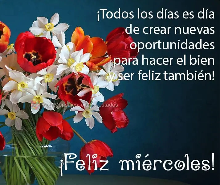 ¡Todos los días es día de crear nuevas oportunidades para hacer el bien y ser feliz también! ¡Feliz miércoles!