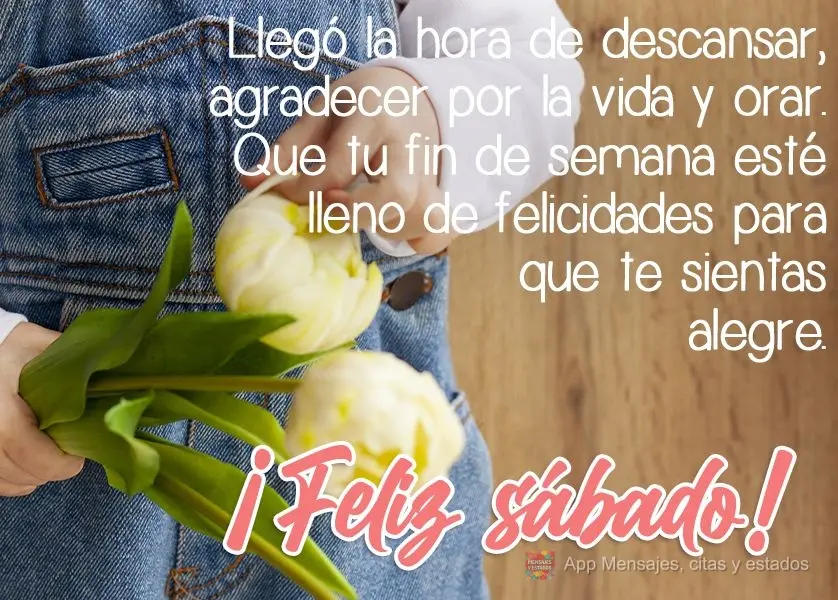 Llegó la hora de descansar, agradecer por la vida y orar. Que tu fin de semana esté lleno de felicidades para que te sientas alegre. ¡Feliz sábado!...