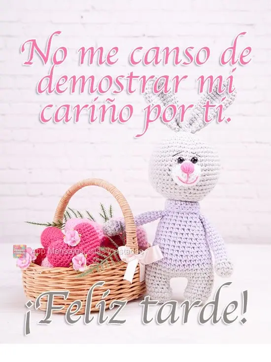 Eu não me canso de demonstrar meus carinhos por você.
  Boa Tarde!