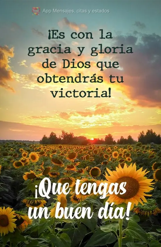 É com as graças e glórias de Deus que alcançará a sua vitória! 
 Tenha um Bom Dia!