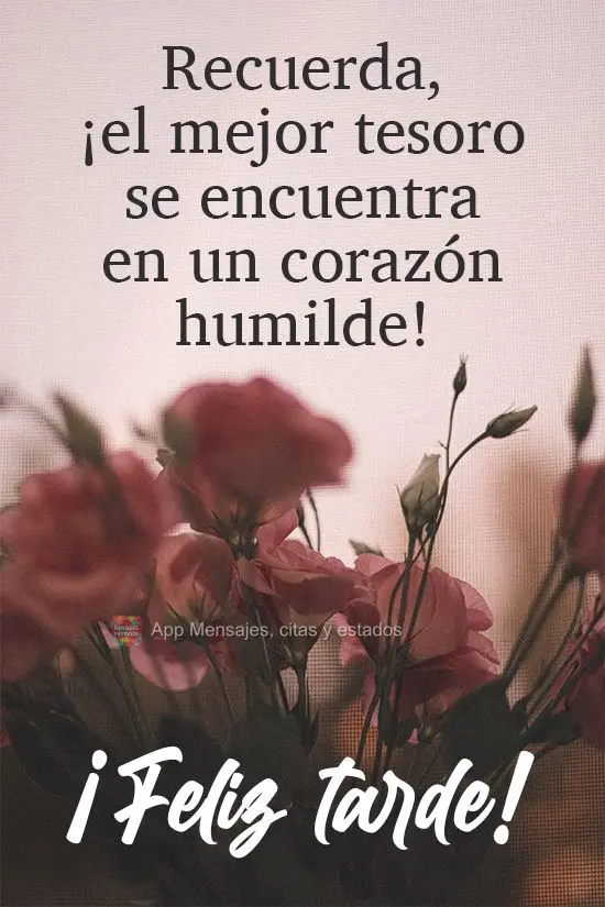 Lembre-se: o melhor tesouro se encontra num coração humilde!  Boa Tarde!