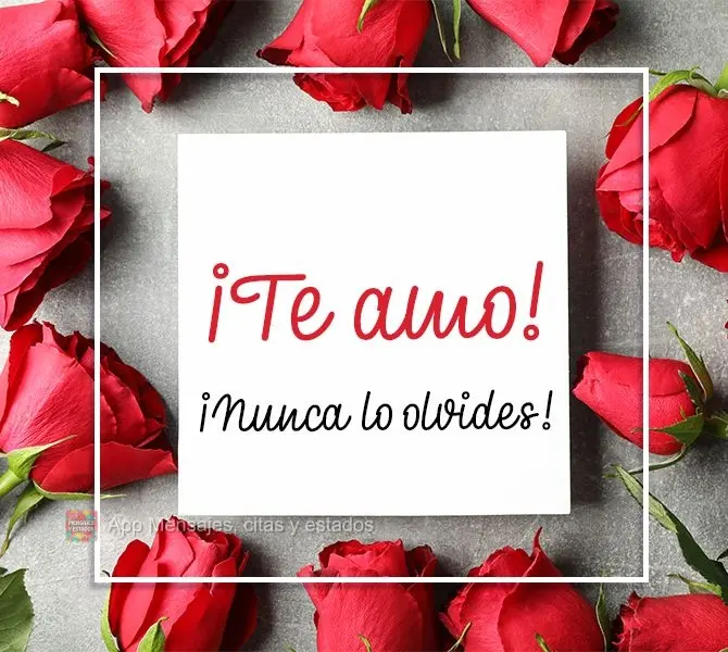 ¡Te amo! ¡Nunca lo olvides!