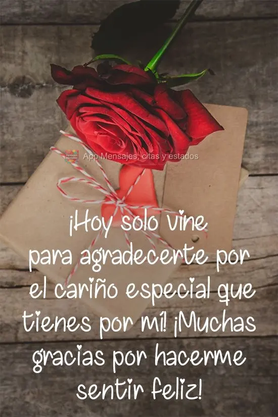 ¡Hoy solo vine para agradecerte por el cariño especial que tienes por mí! ¡Muchas gracias por hacerme sentir feliz!