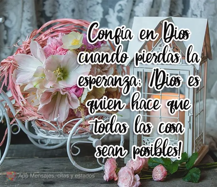 Confie em Deus quando você perder as esperanças, é Deus que faz todas as coisas se tornarem possíveis!
