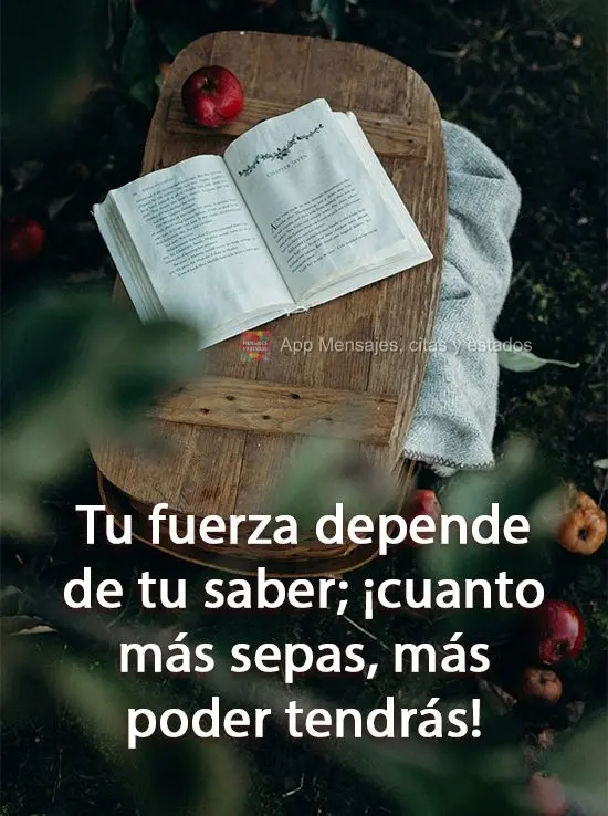 Tu fuerza depende de tu saber; ¡cuanto más sepas, más poder tendrás!