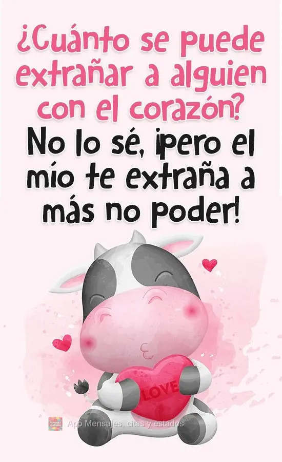 ¿Cuánto se puede extrañar a alguien con el corazón? No lo sé, ¡pero el mío te extraña a más no poder!