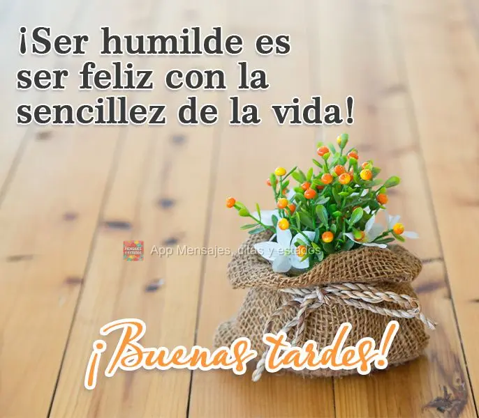 Ser humilde é ser feliz com a simplicidade da vida! 
 Boa Tarde!