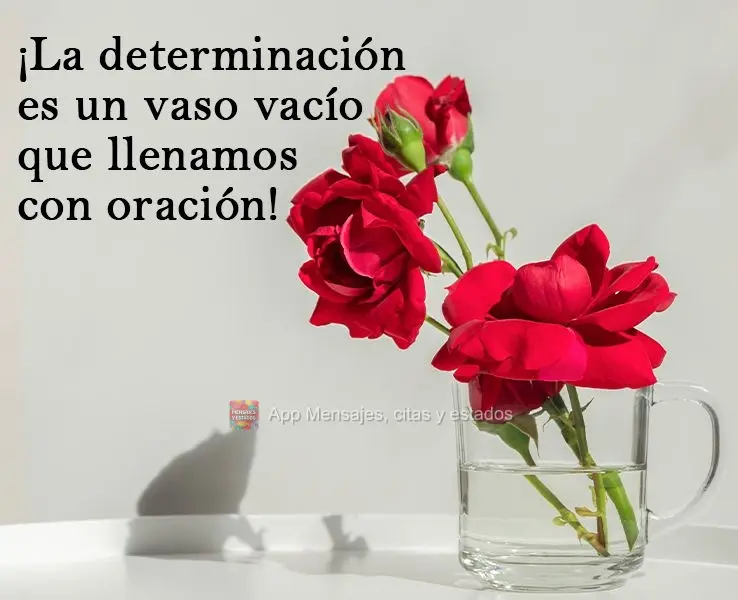 ¡La determinación es un vaso vacío que llenamos con oración!