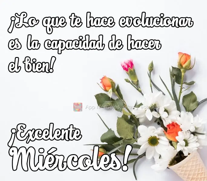 ¡Lo que te hace evolucionar es la capacidad de hacer el bien! ¡Excelente miércoles!
