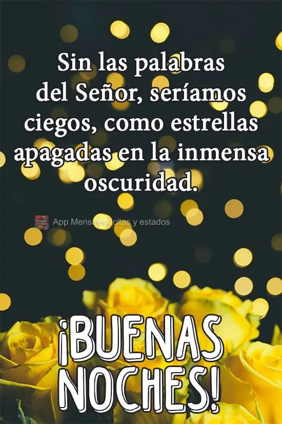 Sem as palavras do Senhor seríamos cegos, assim como estrelas sem brilho na imensa escuridão. 
 Boa Noite!