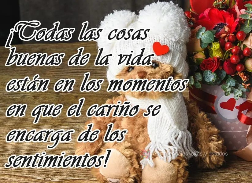 ¡Todas las cosas buenas de la vida están en los momentos en que el cariño se encarga de los sentimientos!