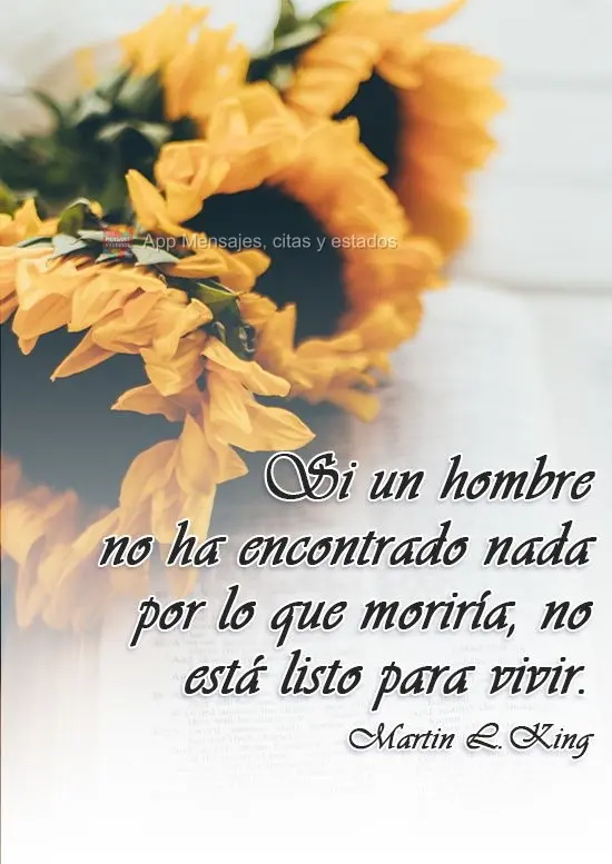 Si un hombre no ha encontrado nada por lo que moriría, no está listo para vivir. Martin Luther King