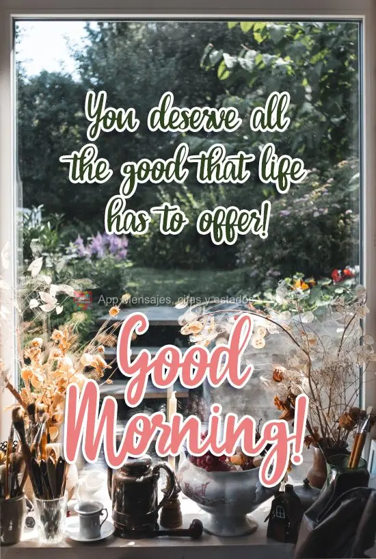 Você merece tudo que a vida tem de bom para oferecer!
  Bom Dia!