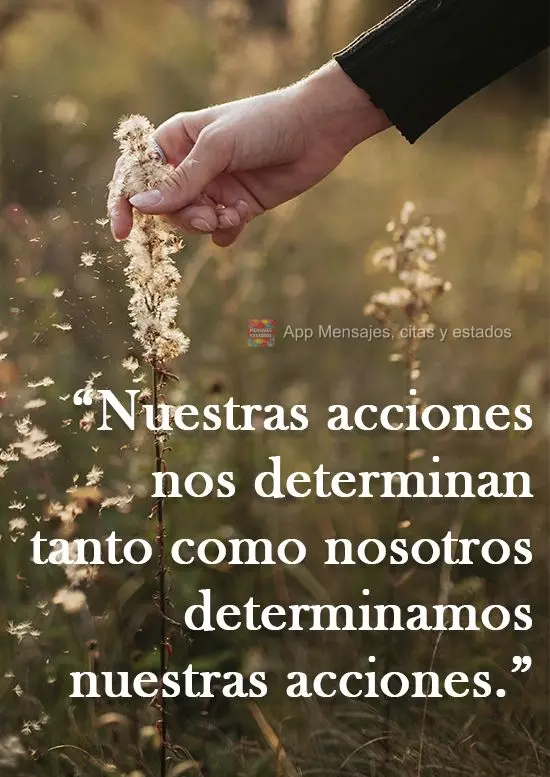 "Nuestras acciones nos determinan tanto como nosotros determinamos nuestras acciones". Autor desconocido