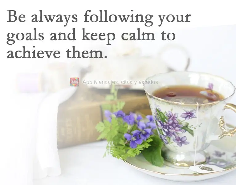 Persigue siempre tus objetivos y mantén siempre la calma para alcanzarlos.