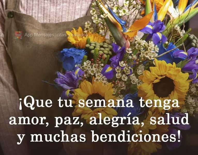 ¡Que tu semana tenga amor, paz, alegría, salud y muchas bendiciones!