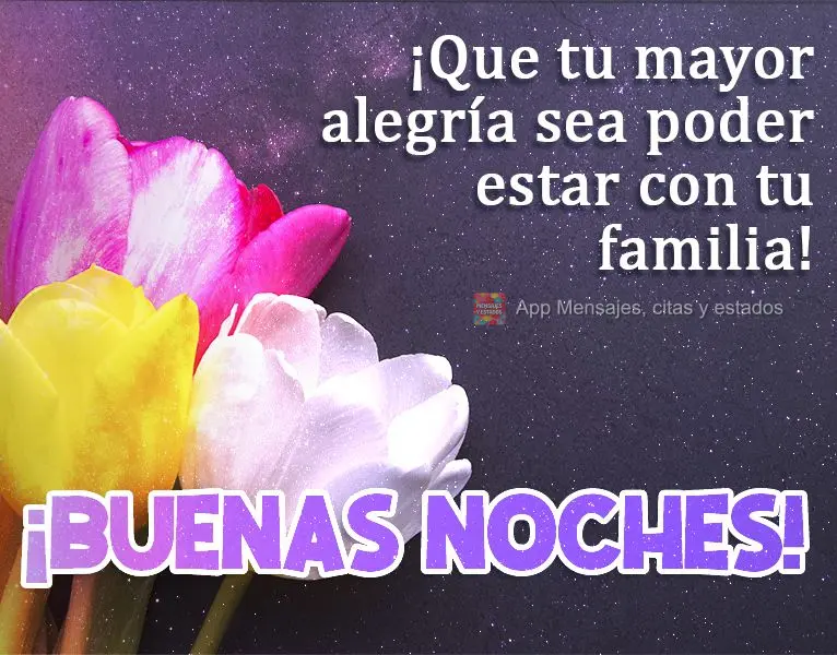 Que tua maior alegria seja poder estar com sua família! 
 Boa Noite!