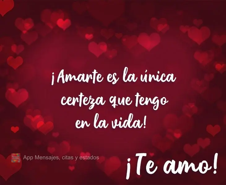 ¡Amarte es la única certeza que tengo en la vida! ¡Te amo!