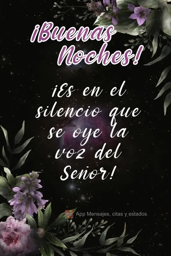 É no silêncio que se ouve a voz do Senhor!  Boa noite!