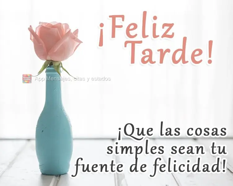 Que as coisas simples sejam sua melhor forma de ser feliz! 
 Boa tarde!