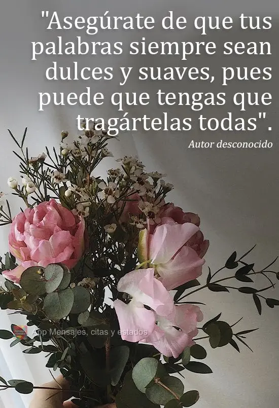 "Mantenha sempre suas palavras leves e doces, pois pode acontecer de você precisar engolir todas elas." Autor Desconhecido