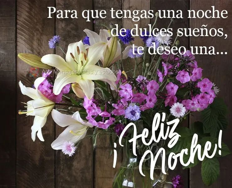 Para que tengas una noche de dulces sueños, te deseo una ¡feliz noche!