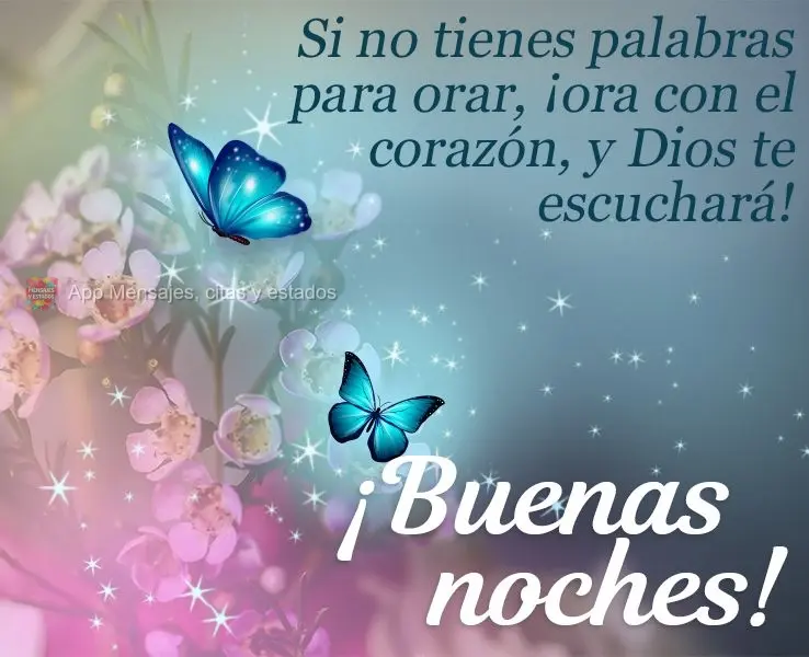Si no tienes palabras para orar, ¡ora con el corazón, y Dios te escuchará! ¡Buenas noches!