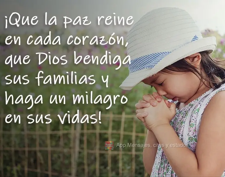 ¡Que la paz reine en cada corazón, que Dios bendiga sus familias y haga un milagro en sus vidas!