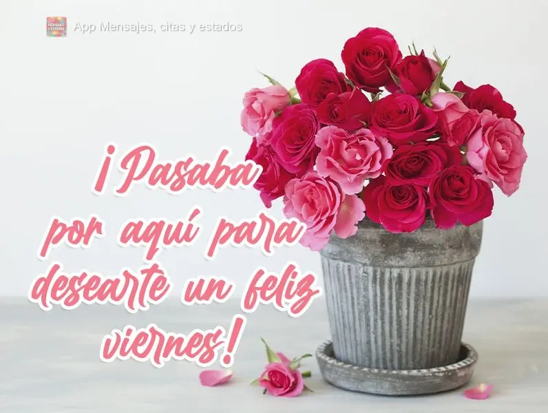 ¡Pasaba por aquí para desearte un feliz viernes!