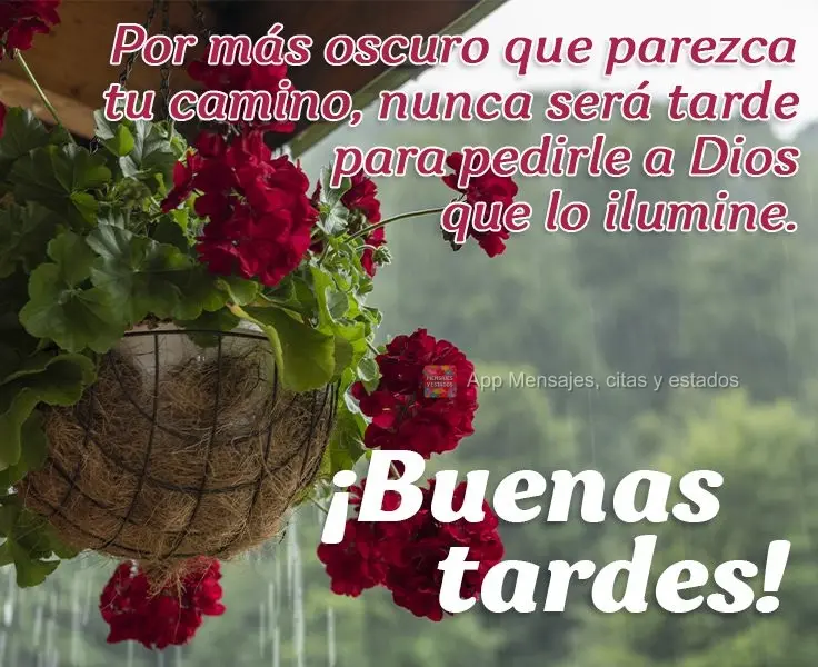 Nunca será tarde pra pedir a Deus que ilumine o seu caminho, por mais escuro que pareça. 
 Boa tarde!