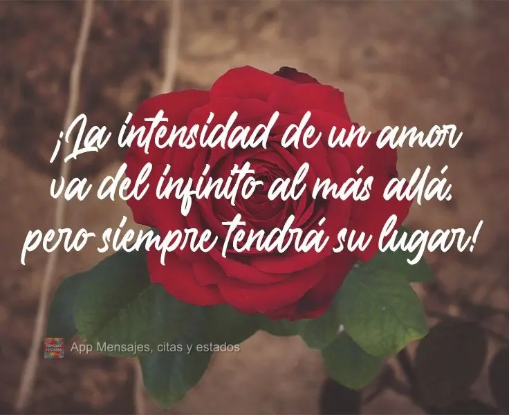 ¡La intensidad de un amor va del infinito al más allá, pero siempre tendrá su lugar!
