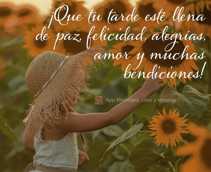 ¡Que tu tarde esté llena de paz, felicidad, alegrías, amor y muchas bendiciones!