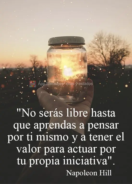 Você não é livre até aprender a pensar por conta própria e ter a coragem de agir por iniciativa própria.  Napoleon Hill