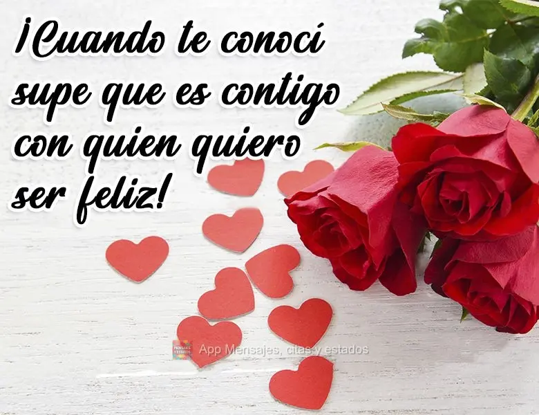 ¡Cuando te conocí supe que es contigo con quien quiero ser feliz!