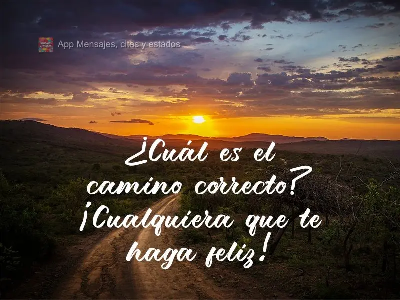 ¿Cuál es el camino correcto? ¡Cualquiera que te haga feliz!
