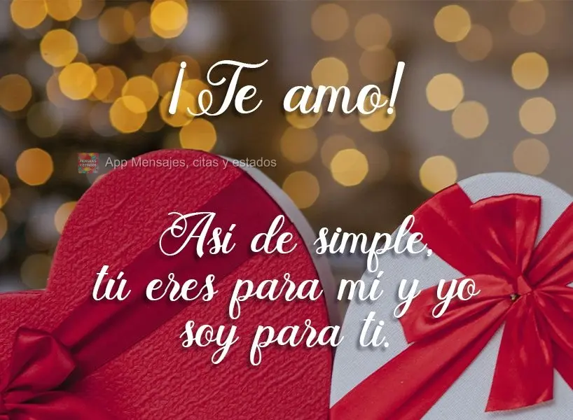 Eu amo você! Simples assim, eu pra você e você pra mim!