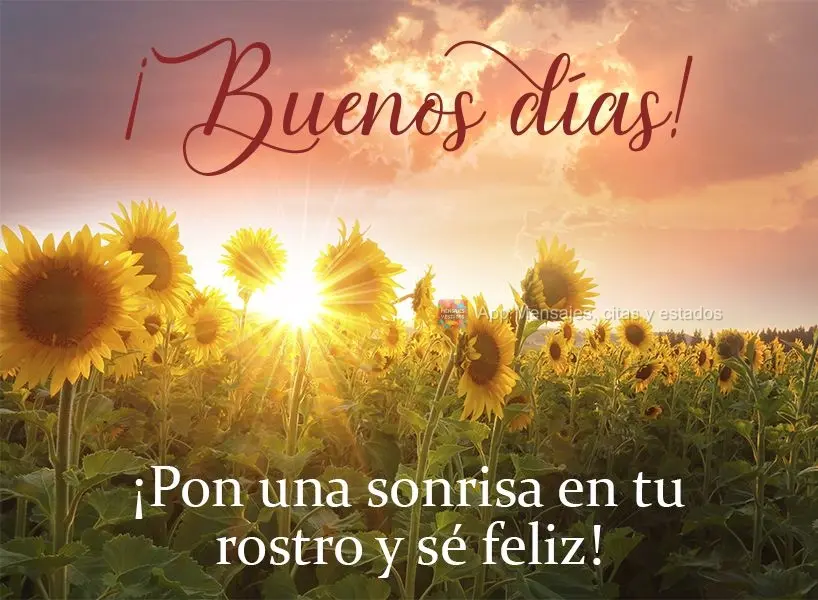 ¡Pon una sonrisa en tu rostro y sé feliz! ¡Buenos días!