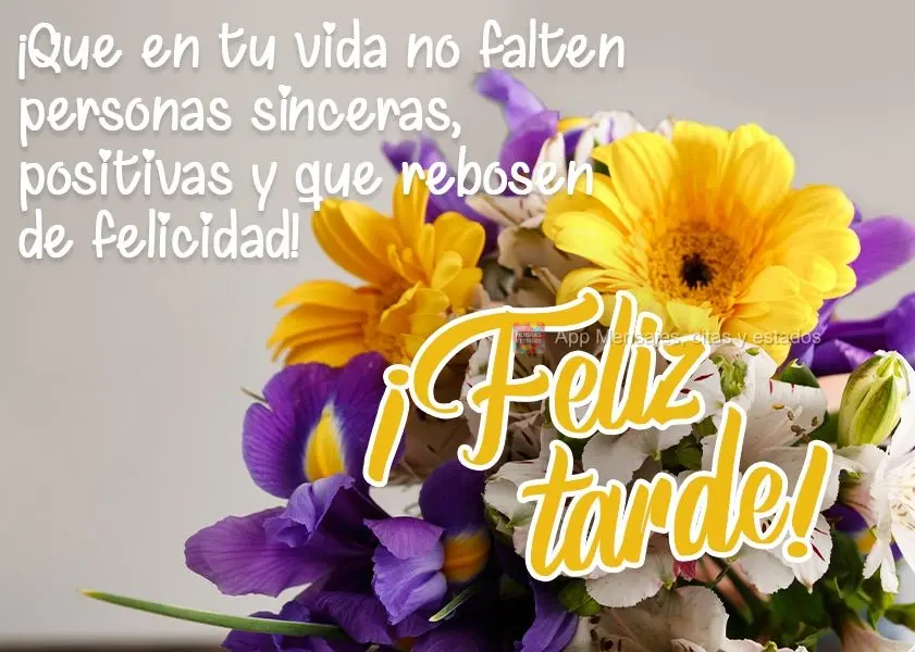 ¡Que en tu vida no falten personas sinceras, positivas y que rebosen de felicidad! ¡Feliz tarde!