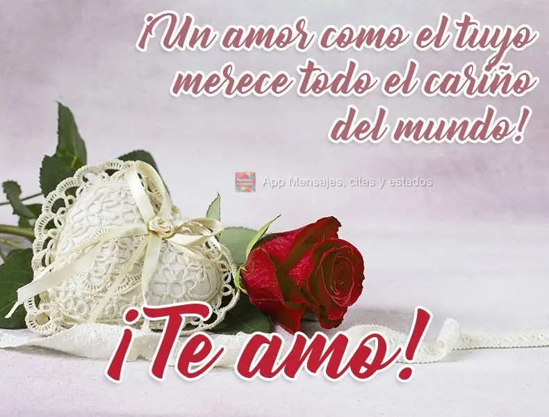 Um amor igual o seu merece todo o carinho do mundo!  Eu te amo!