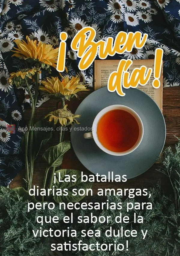 As batalhas diárias são amargas e necessárias para que o sabor da vitória seja doce e satisfatório! Bom dia! 