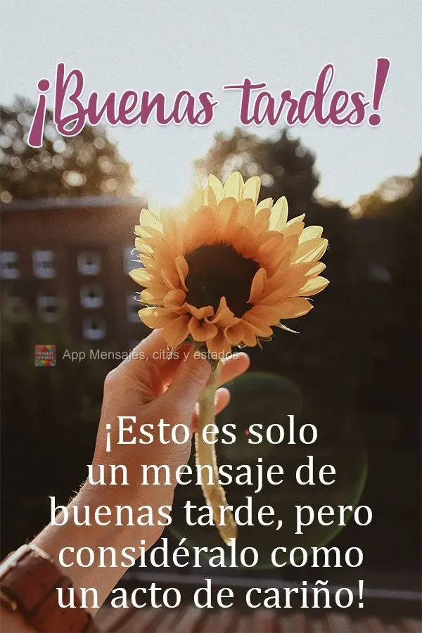 É apenas uma mensagem de boa tarde, mas considere esse gesto como um ato de carinho.  Boa tarde