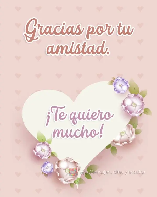 Obrigada por sua amizade.  Gosto muito de você!