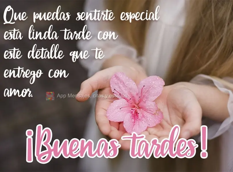 Que você se sinta uma pessoa especial nesta linda tarde, com esse carinho que entrego com amor!  Boa tarde!